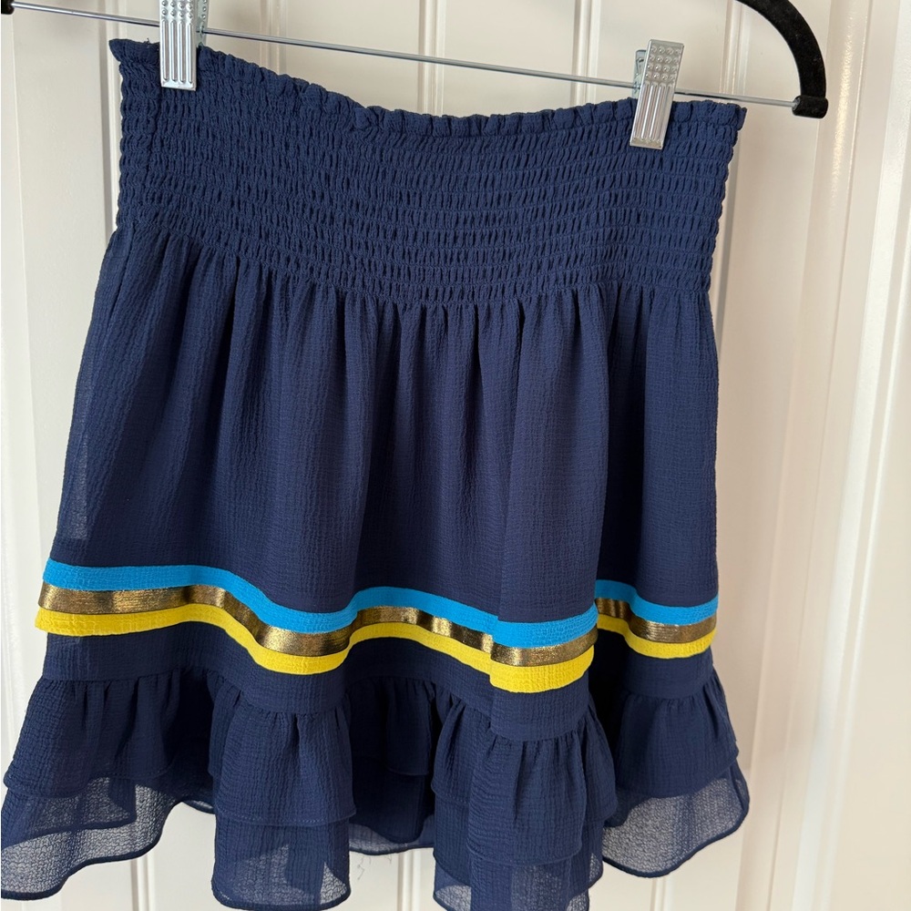 Ramy Brook Blue Smocked Bubble Mini Skirt